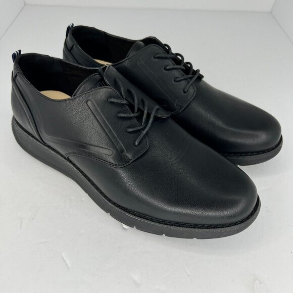 Nautica Mens Ajax Black LowTop LaceUp Man Made Leather  Size 10 Oxford Shoes